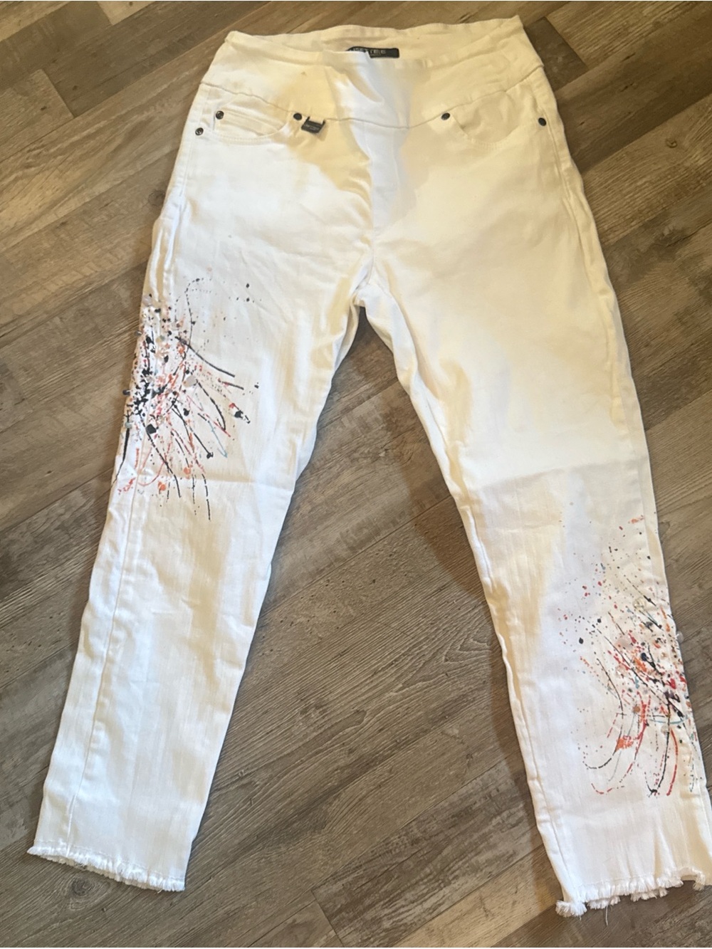 Lisette Women’s White Painted Detail Jeans size L